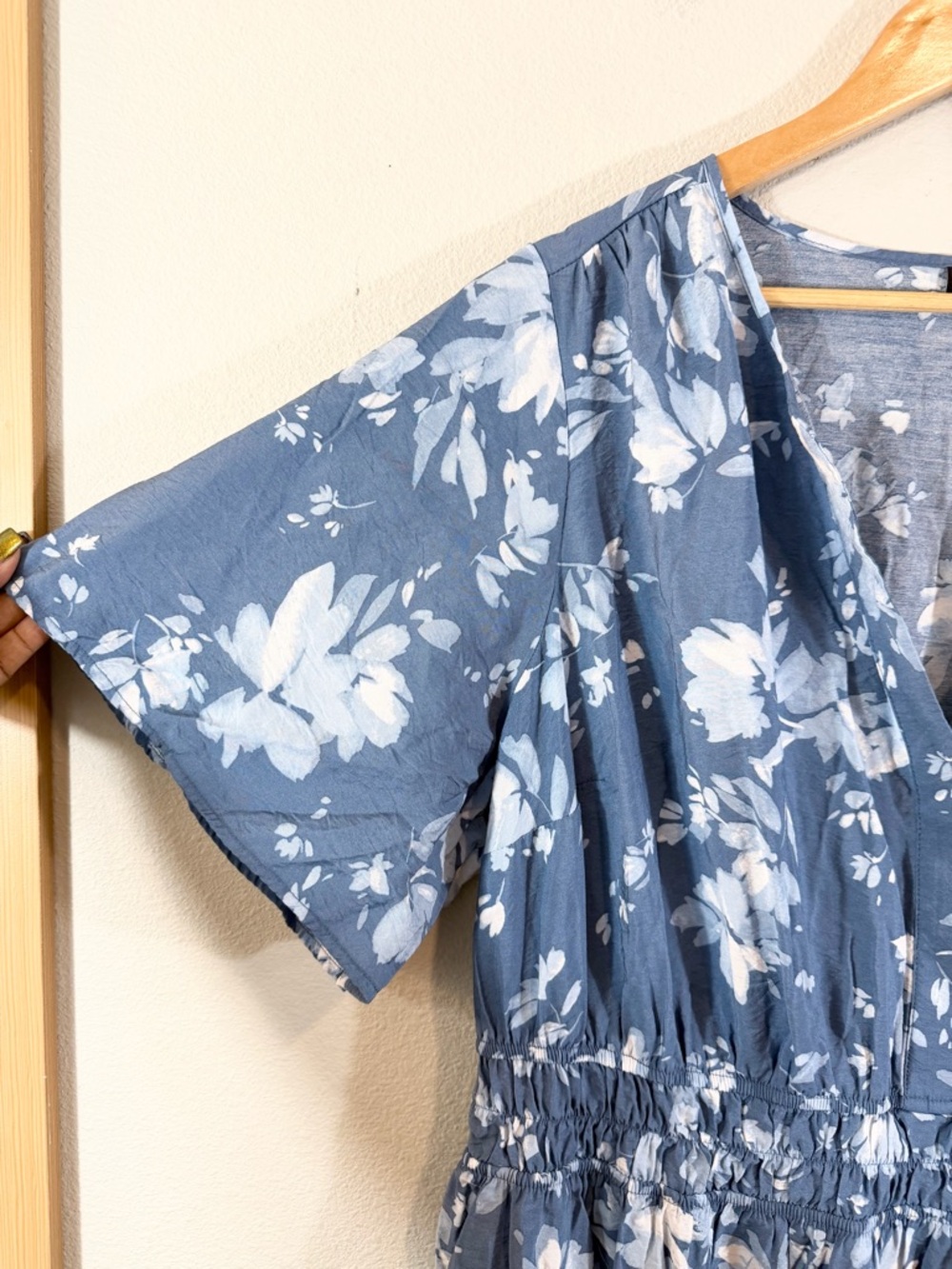 Torrid Blue Floral Maxi Dress 2X Tiered Pockets Modest Casual Cottage Western - Picture 4 of 12